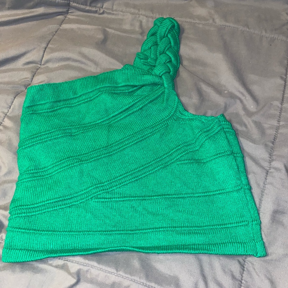 ☘️💚Balboa crop top Women's Green Sweater one shoulder top